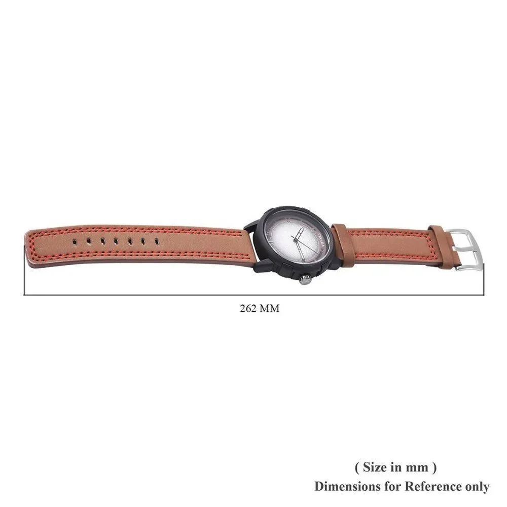 STRADA Watch Brown Faux Leather Straps